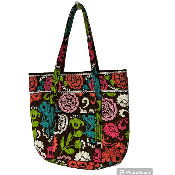 Vera Bradley Tote Bag 17" x 14" x 5" in Bright Multicolored Floral Print - Picture 1 of 7